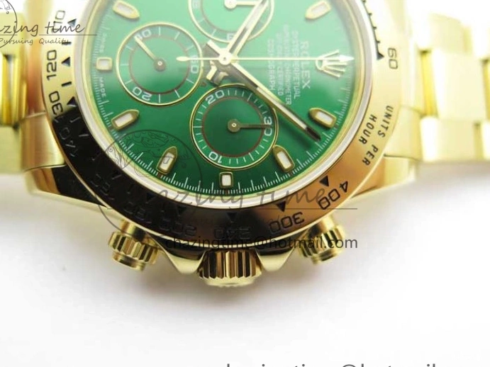 KKF Steel YG Dial Best 904L Edition 1:1 Green Bracelet YG Daytona on A7750 0410
